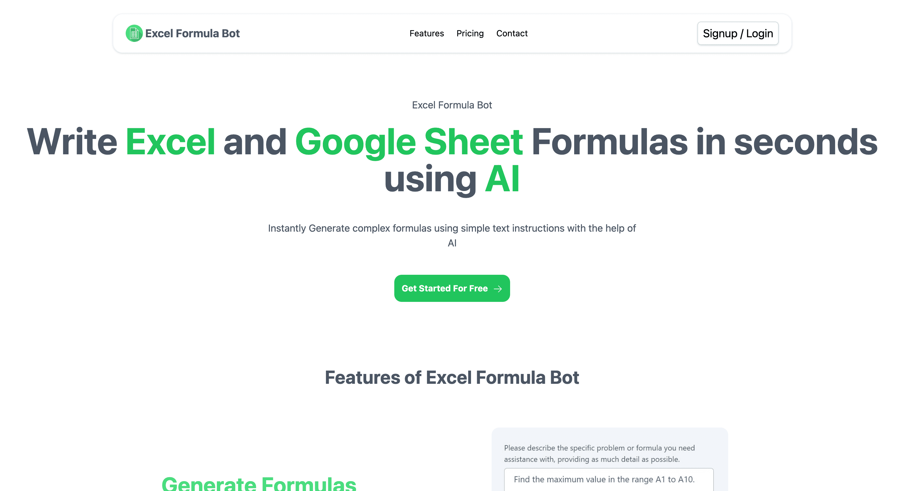 Excel Formula Bot